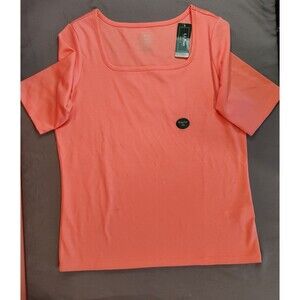 Women's L.L. Bean Supima Soft Square Neck Elbow Sleeve Shirt Sunrise Pink XS